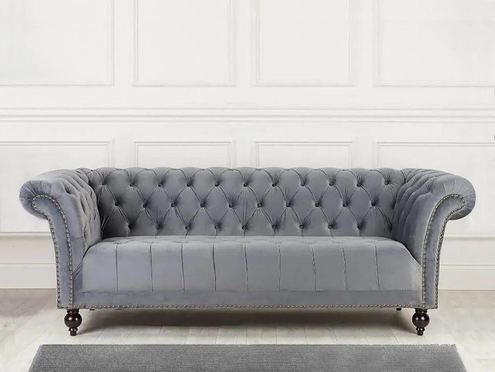 Birlea Birlea Chester Grey Velvet Fabric 3 Seater Sofa
