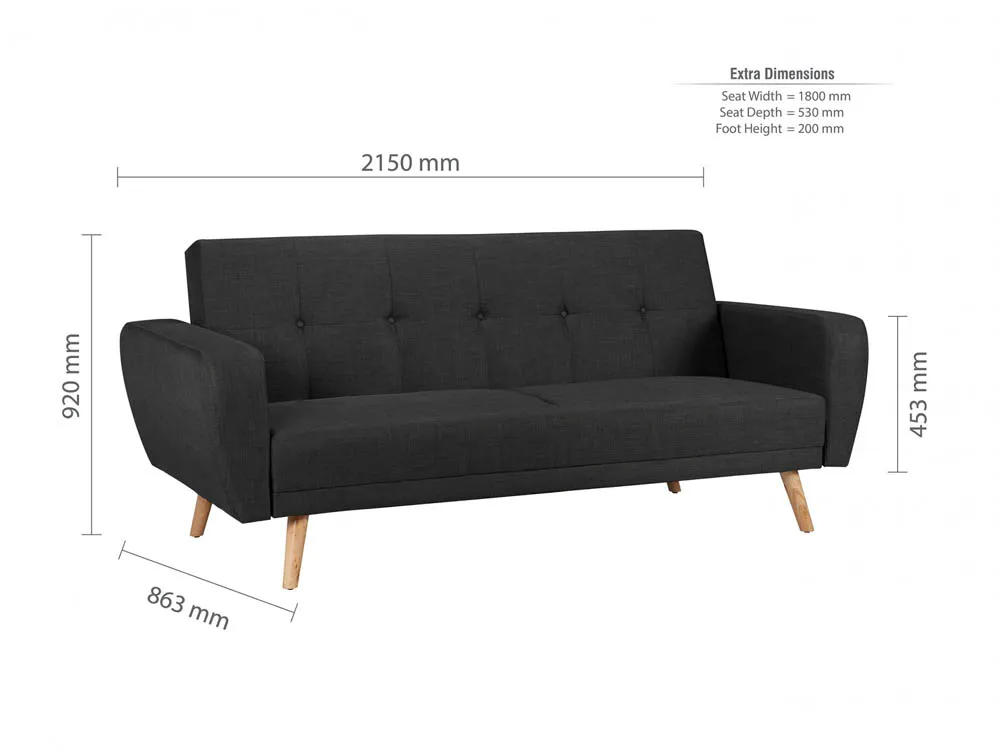 Birlea Birlea Farrow Large Grey Fabric Sofa Bed