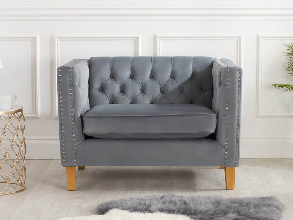 Birlea Birlea Florence Grey Velvet Fabric Snuggle Chair