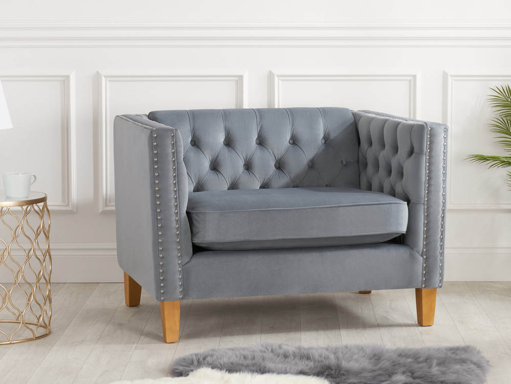 Birlea Birlea Florence Grey Velvet Fabric Snuggle Chair