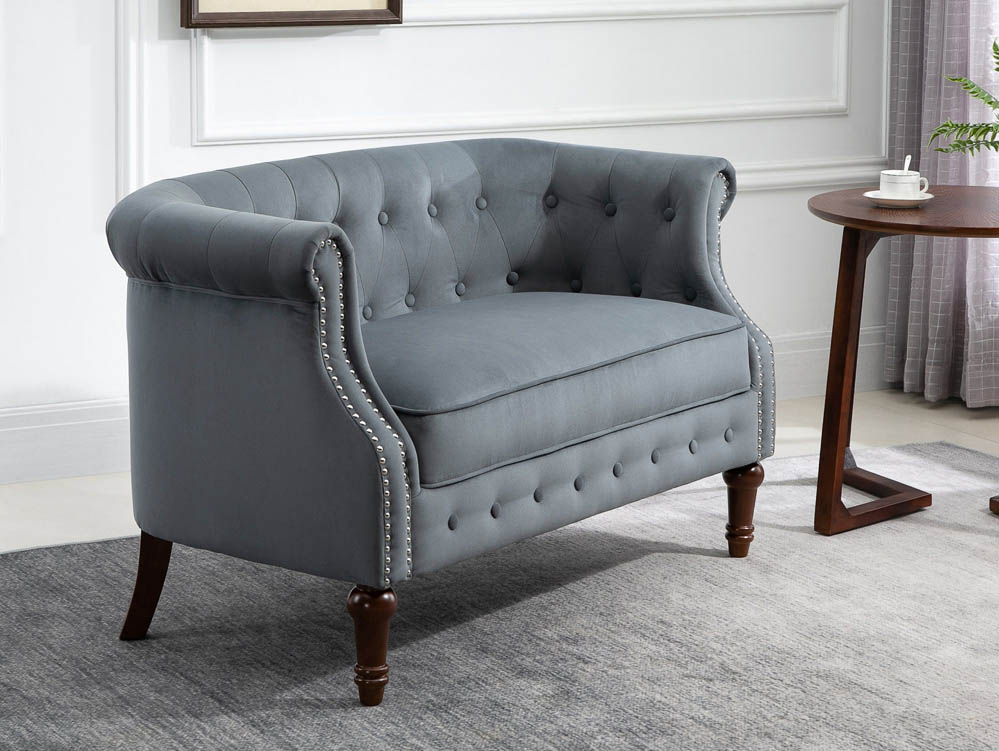 Birlea Birlea Freya Grey Velvet Fabric 2 Seater Sofa