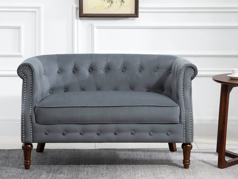 Birlea Birlea Freya Grey Velvet Fabric 2 Seater Sofa