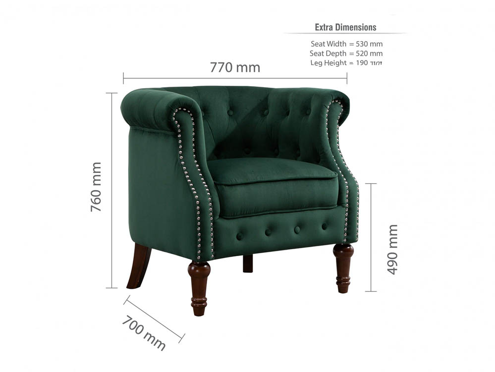 Birlea Birlea Freya Green Velvet Fabric Chair