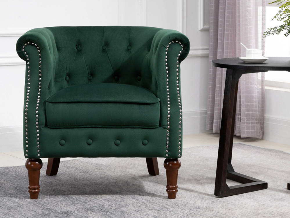Birlea Birlea Freya Green Velvet Fabric Chair