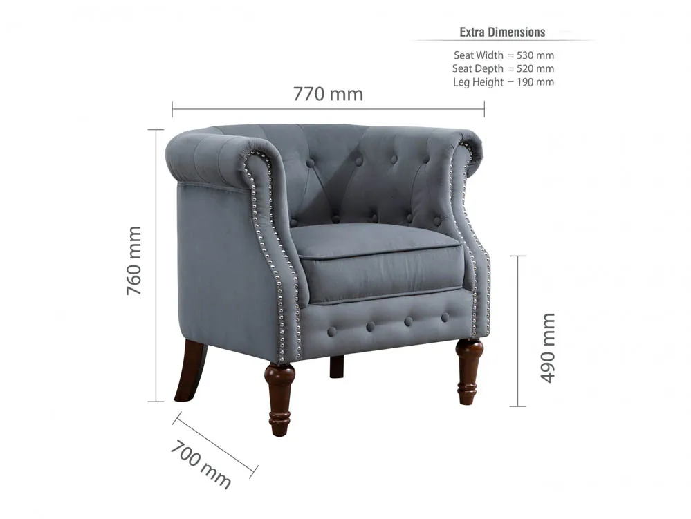 Birlea Furniture & Beds Birlea Freya Grey Velvet Fabric Chair