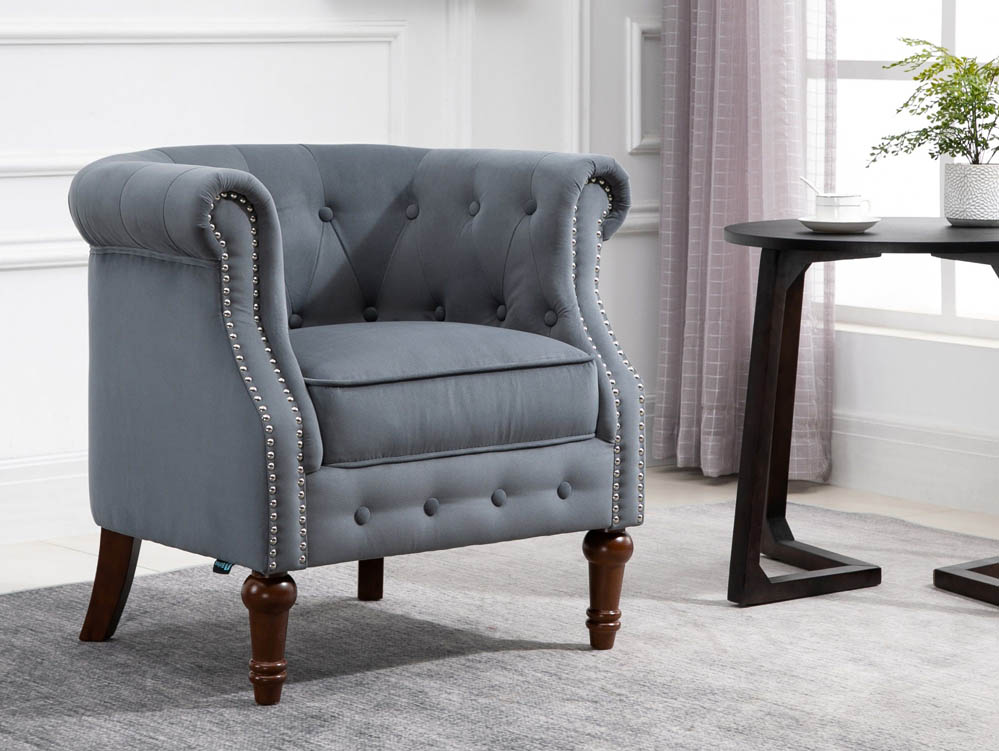 Birlea Birlea Freya Grey Velvet Fabric Chair
