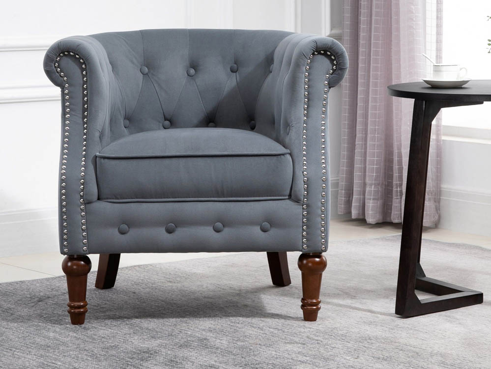 Birlea Birlea Freya Grey Velvet Fabric Chair