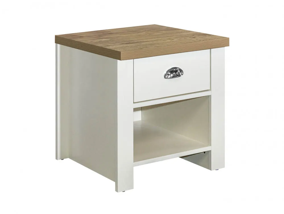 Birlea Furniture & Beds Birlea Highgate Cream and Oak Effect 1 Drawer Lamp Table