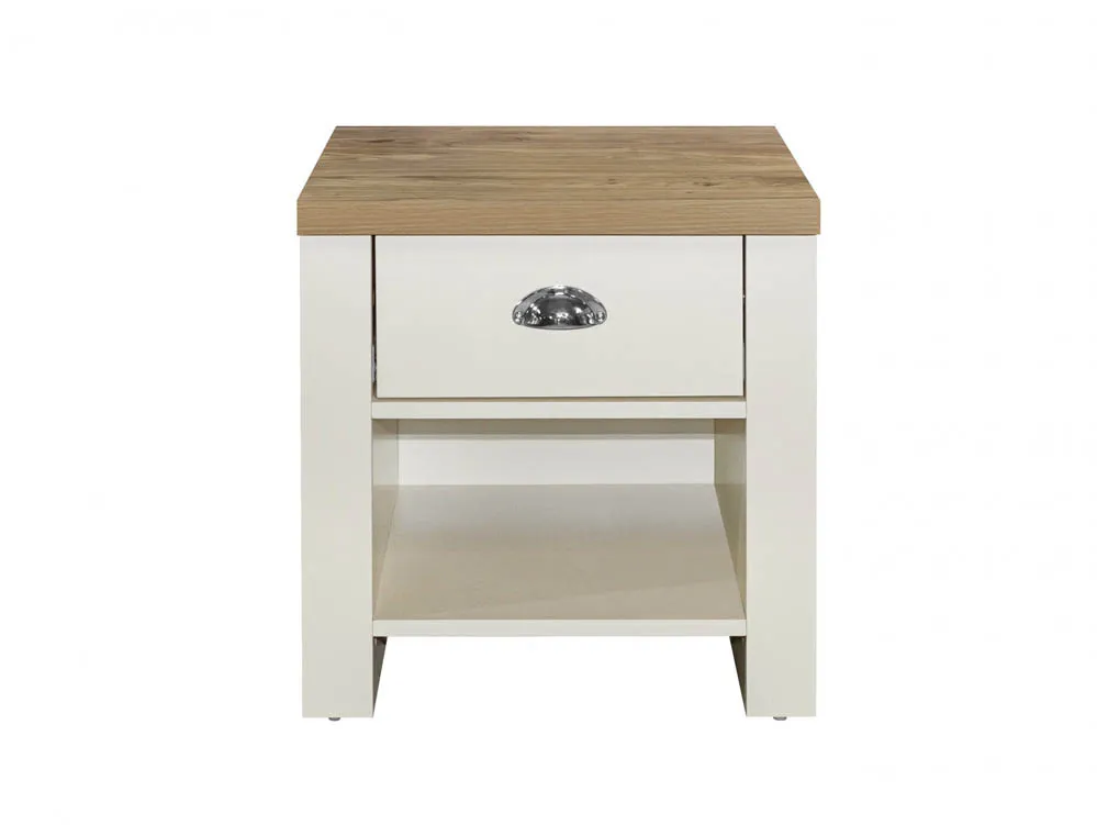 Birlea Furniture & Beds Birlea Highgate Cream and Oak Effect 1 Drawer Lamp Table