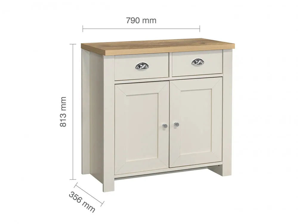 Birlea Furniture & Beds Birlea Highgate Cream and Oak Effect 2 Door 2 Drawer Sideboard