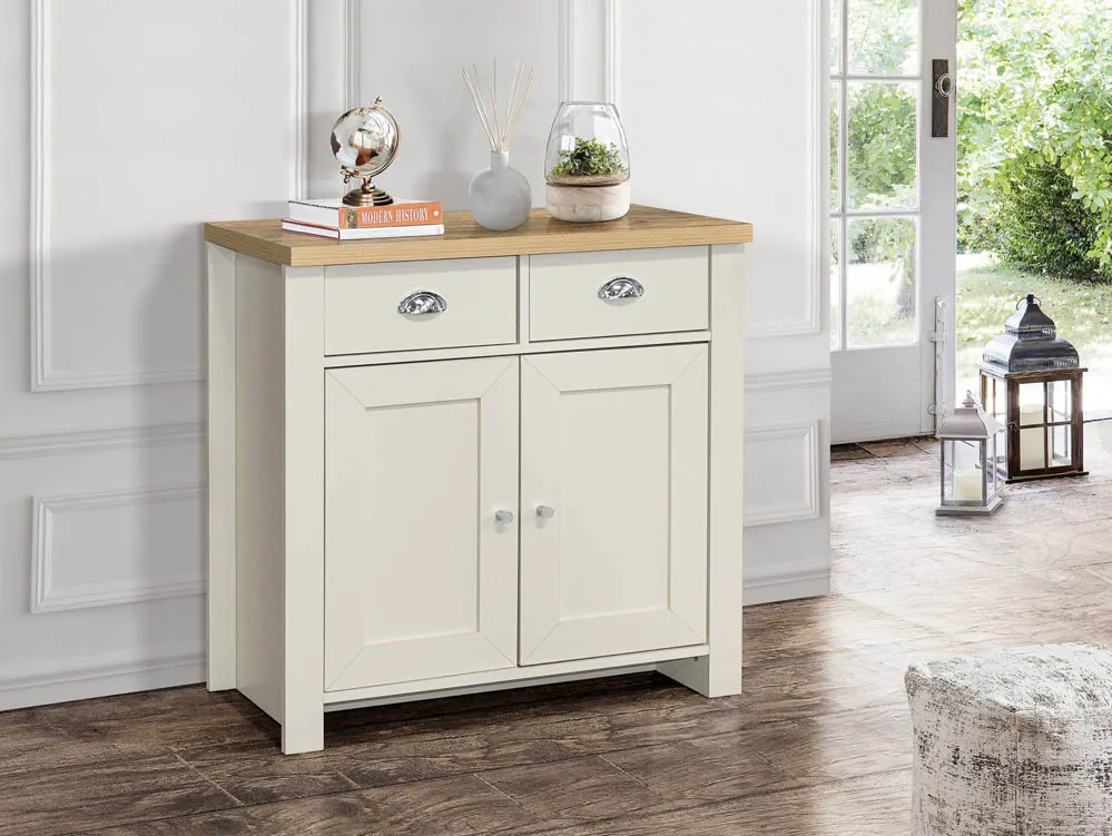 Birlea Furniture & Beds Birlea Highgate Cream and Oak Effect 2 Door 2 Drawer Sideboard