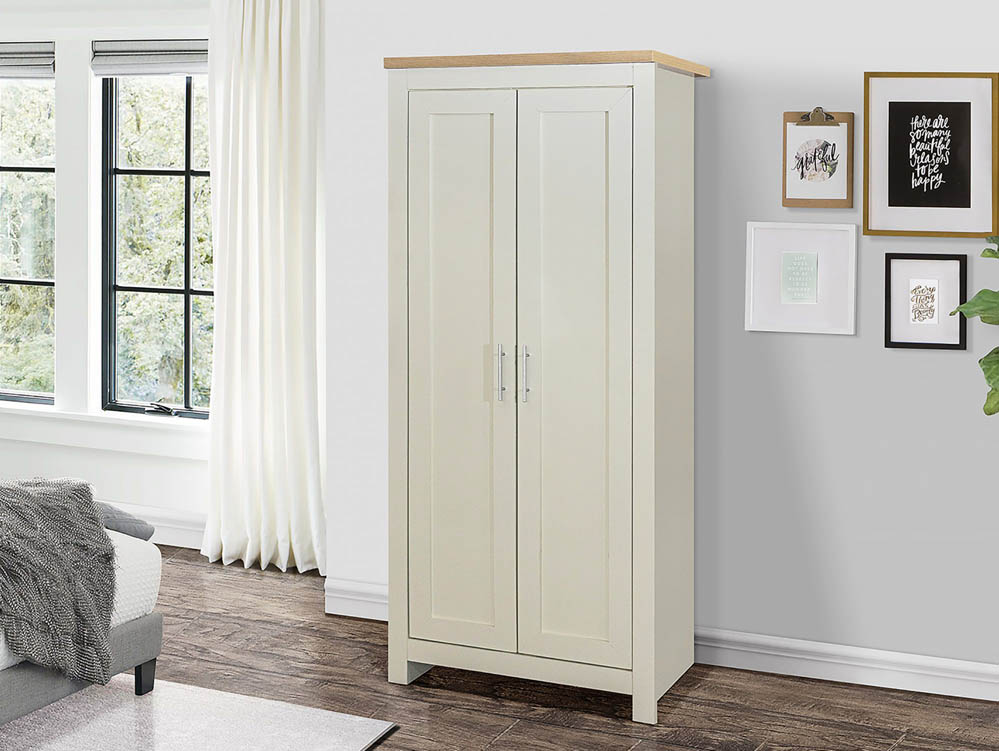Birlea Birlea Highgate Cream and Oak Effect 2 Door Wardrobe (Flat Packed)