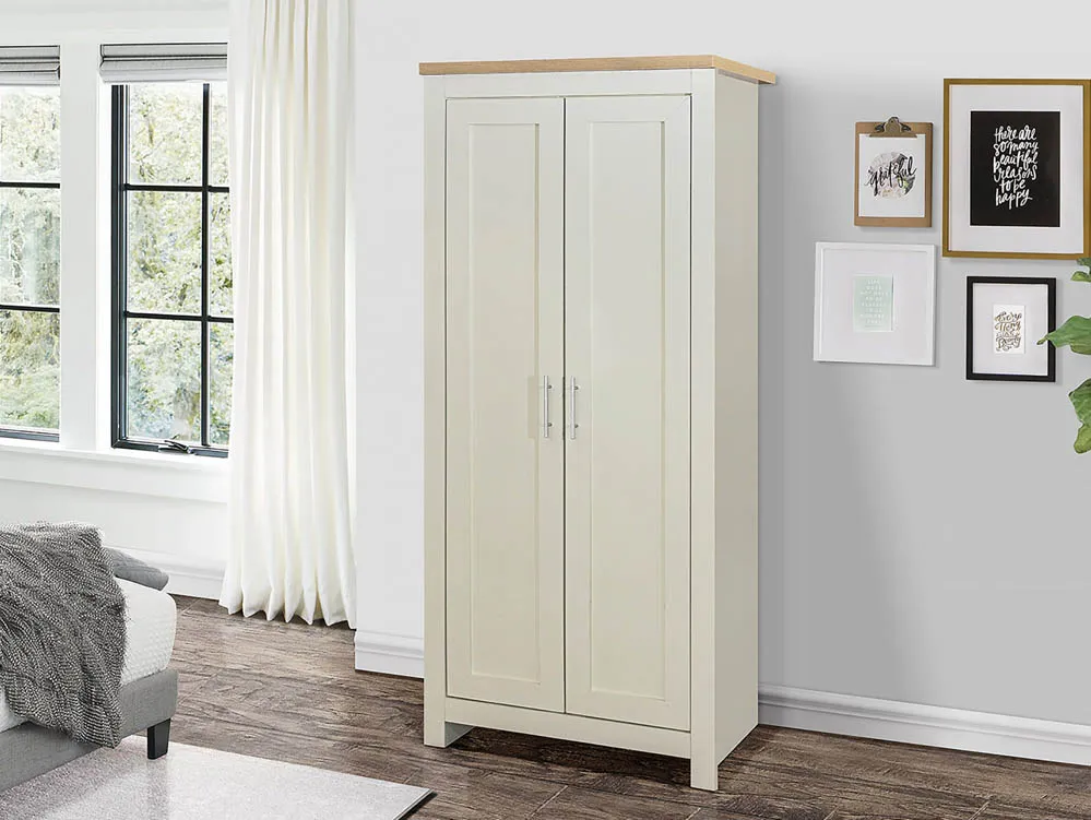 Birlea Furniture & Beds Birlea Highgate Cream and Oak Effect 2 Door Wardrobe