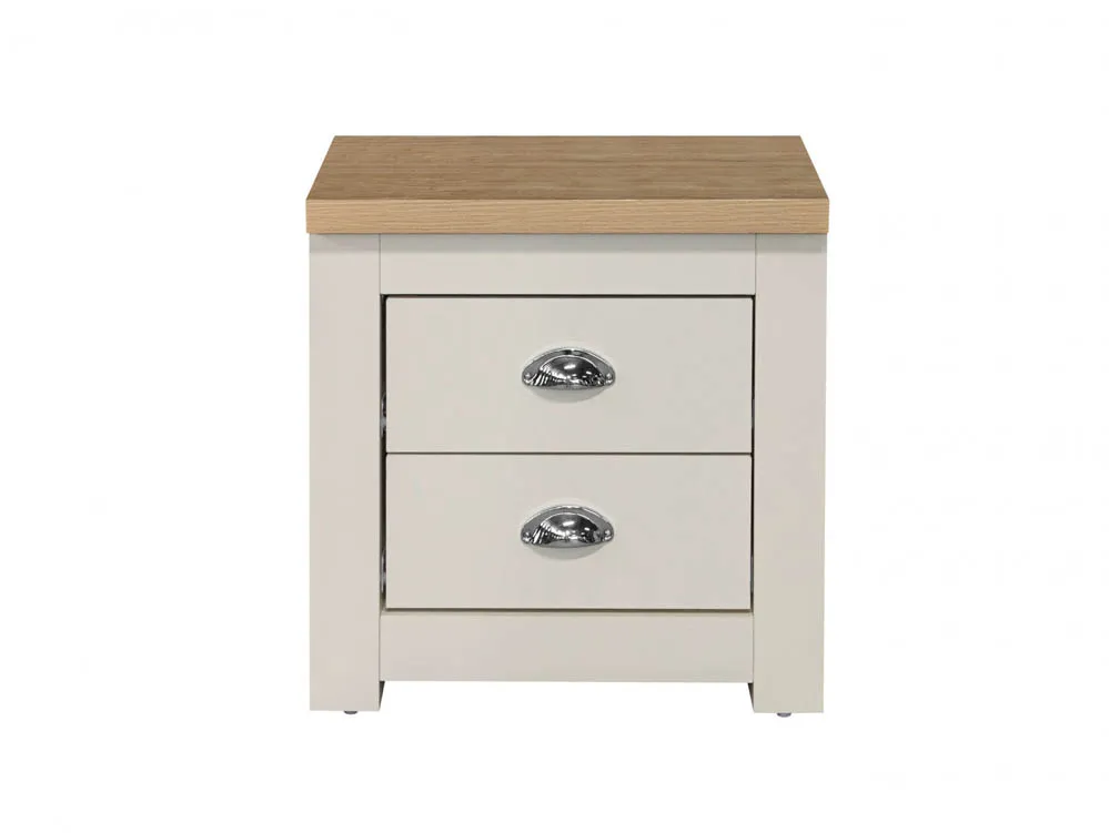 Birlea Birlea Highgate Cream and Oak Effect 2 Drawer Bedside Table