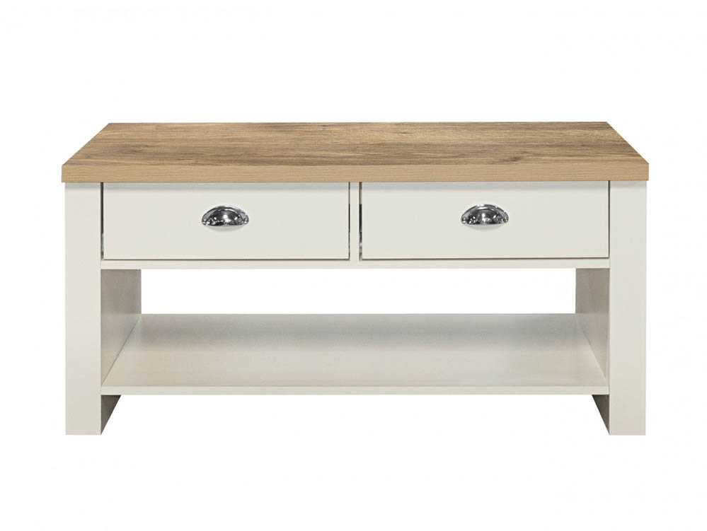 Birlea Birlea Highgate Cream and Oak Effect 2 Drawer Coffee Table (Flat Packed)