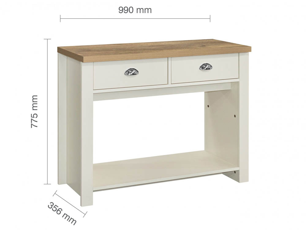 Birlea Birlea Highgate Cream and Oak Effect 2 Drawer Console Table (Flat Packed)