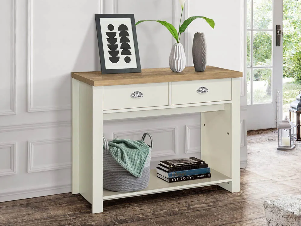 Birlea Furniture & Beds Birlea Highgate Cream and Oak Effect 2 Drawer Console Table