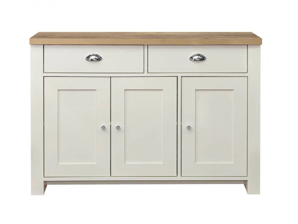 Birlea Birlea Highgate Cream and Oak Effect 3 Door 2 Drawer Sideboard