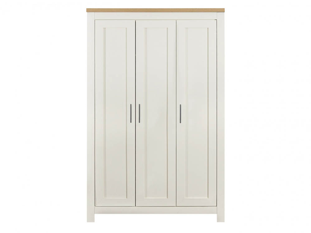 Birlea Birlea Highgate Cream and Oak Effect 3 Door Wardrobe (Flat Packed)