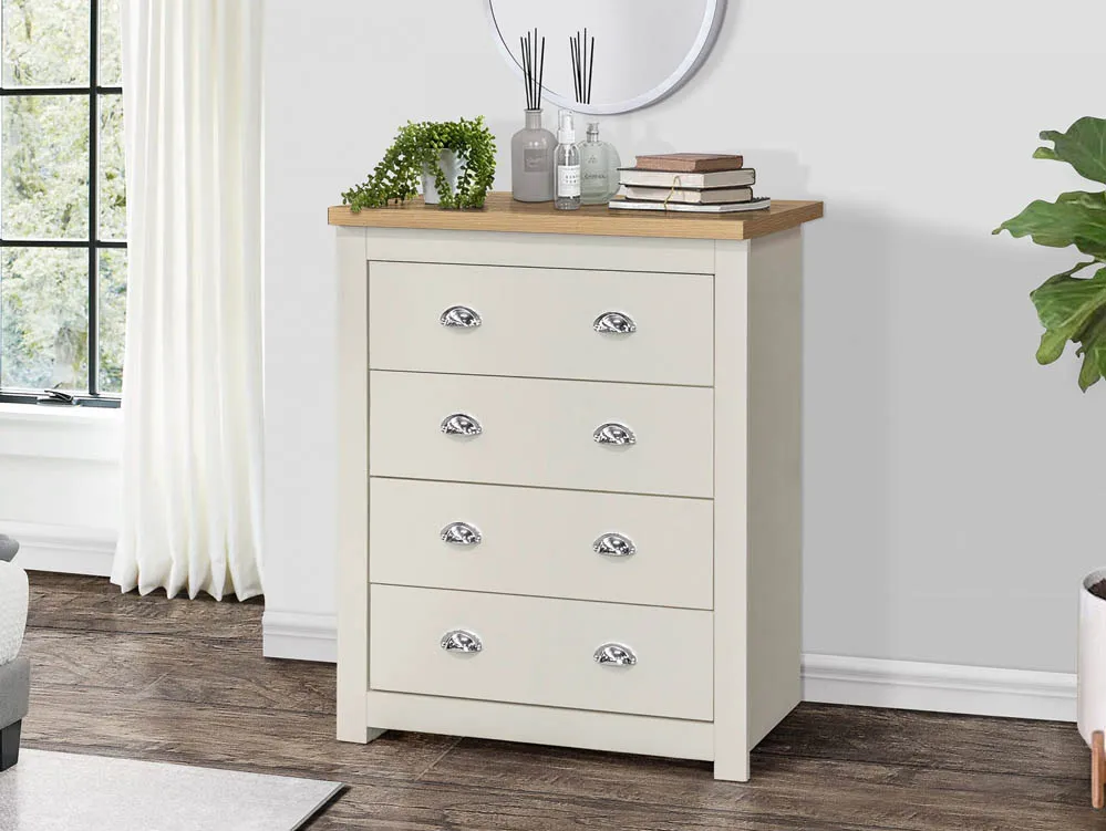 Birlea Birlea Highgate Cream and Oak Effect 4 Drawer Chest