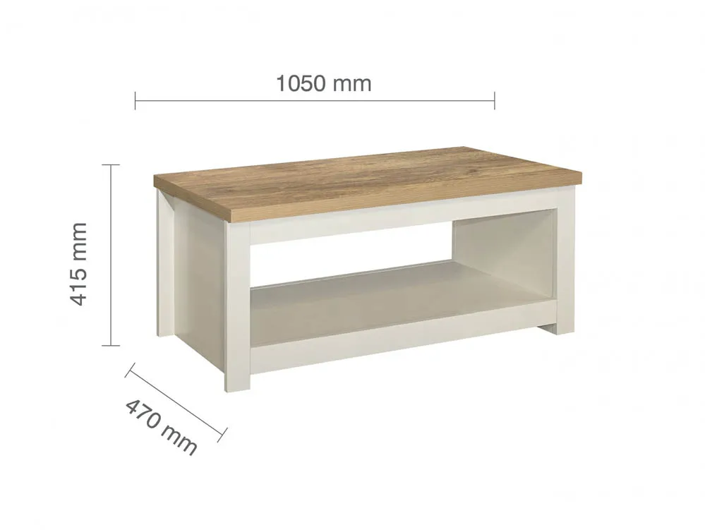 Birlea Birlea Highgate Cream and Oak Effect Coffee Table