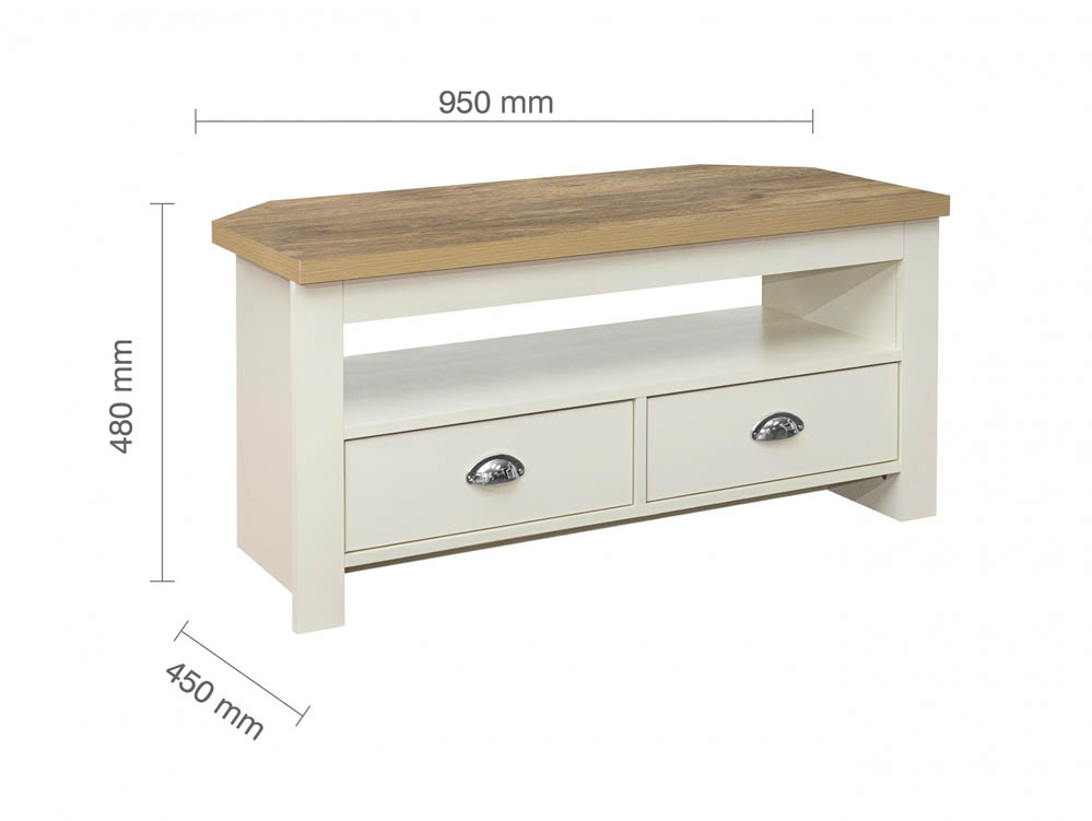 Birlea Birlea Highgate Cream and Oak Effect Corner TV Unit (Flat Packed)