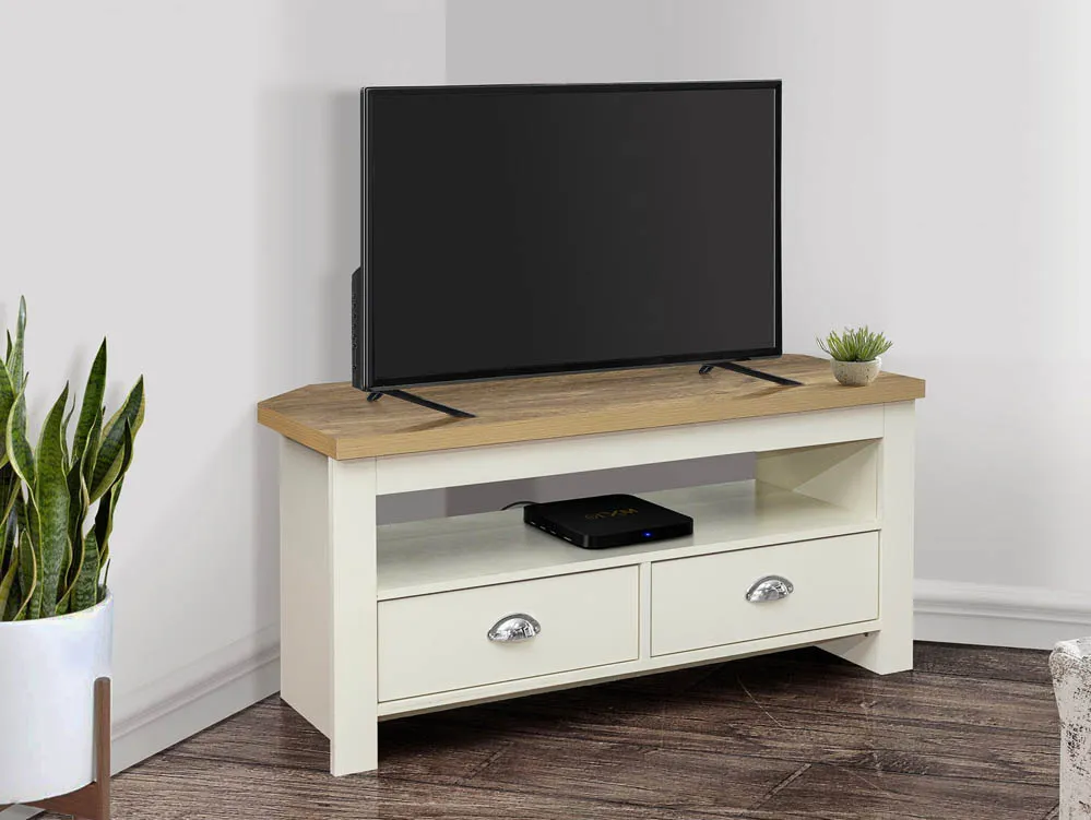 Birlea Furniture & Beds Birlea Highgate Cream and Oak Effect Corner TV Unit