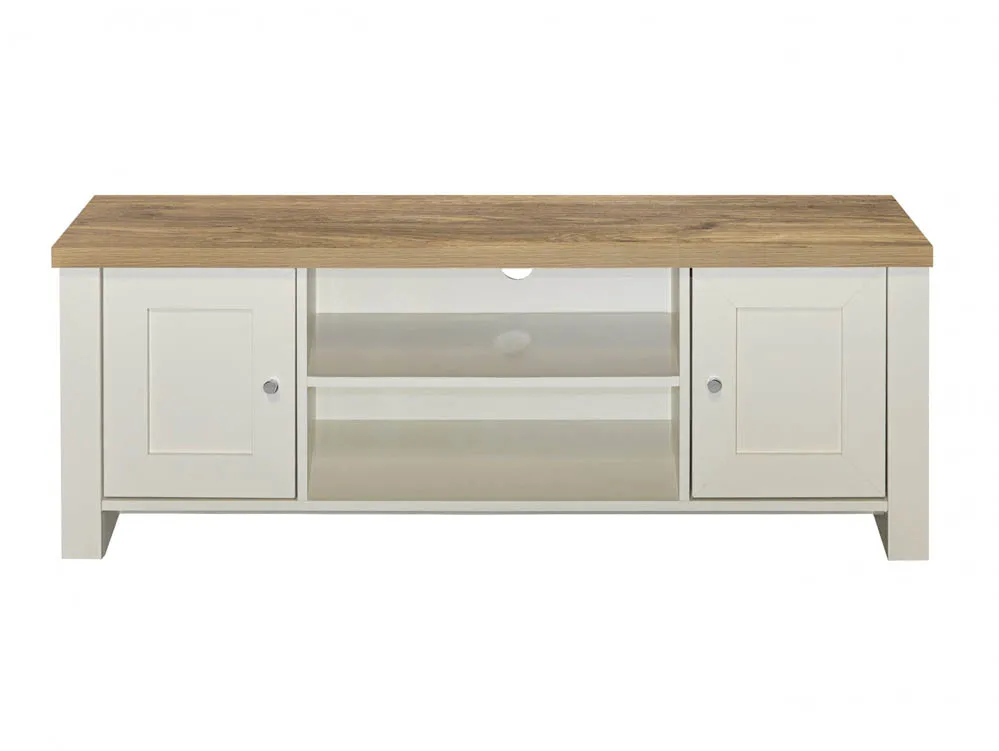 Birlea Furniture & Beds Birlea Highgate Cream and Oak Effect Large TV Unit