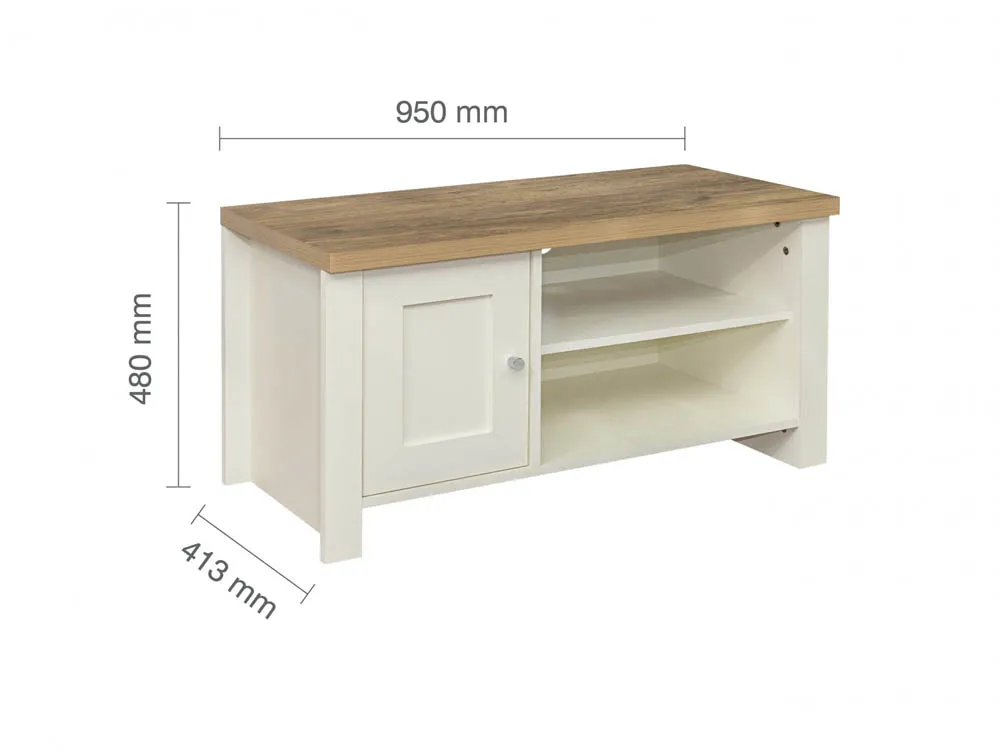 Birlea Birlea Highgate Cream and Oak Effect Small TV Unit