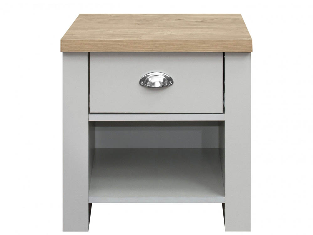 Birlea Birlea Highgate Grey and Oak Effect 1 Drawer Lamp Table (Flat Packed)