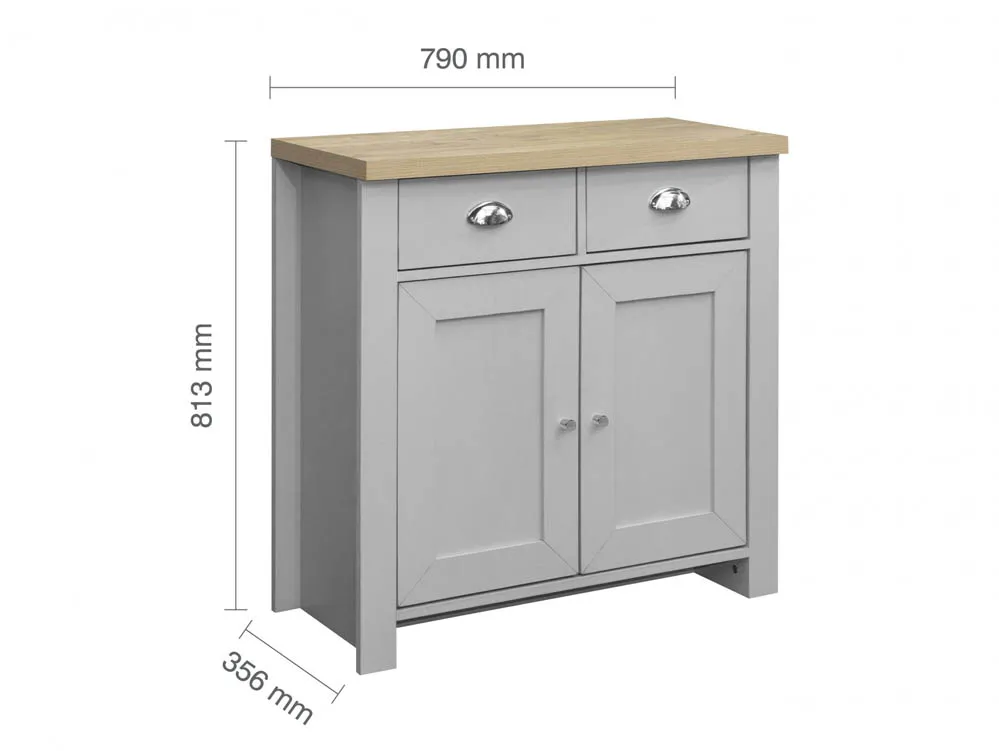 Birlea Birlea Highgate Grey and Oak Effect 2 Door 2 Drawer Sideboard