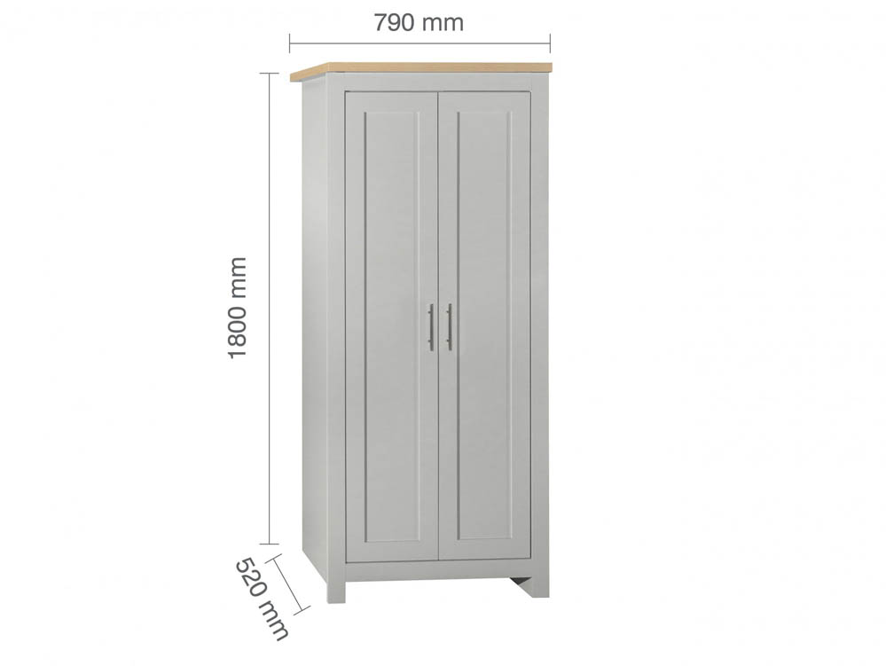 Birlea Birlea Highgate Grey and Oak Effect 2 Door Wardrobe (Flat Packed)