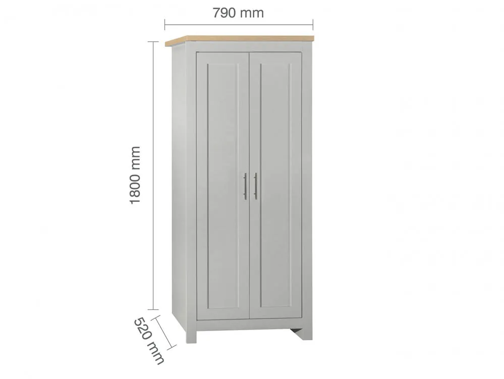 Birlea Furniture & Beds Birlea Highgate Grey and Oak Effect 2 Door Wardrobe