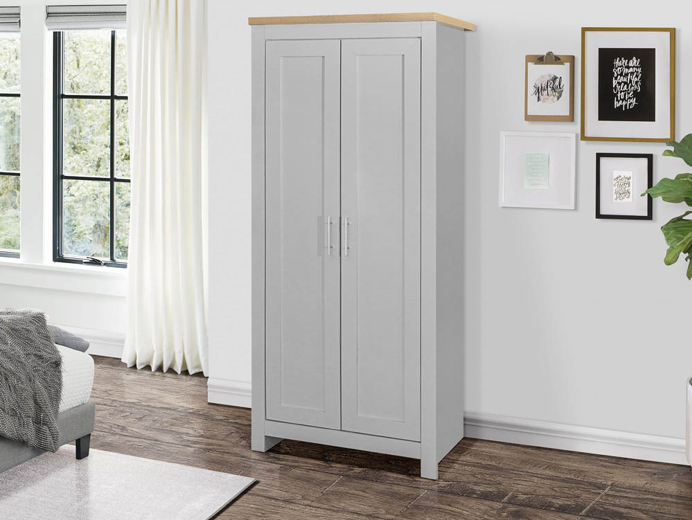 Birlea Highgate Grey and Oak Effect 2 Door Wardrobe - Archers Sleepcentre