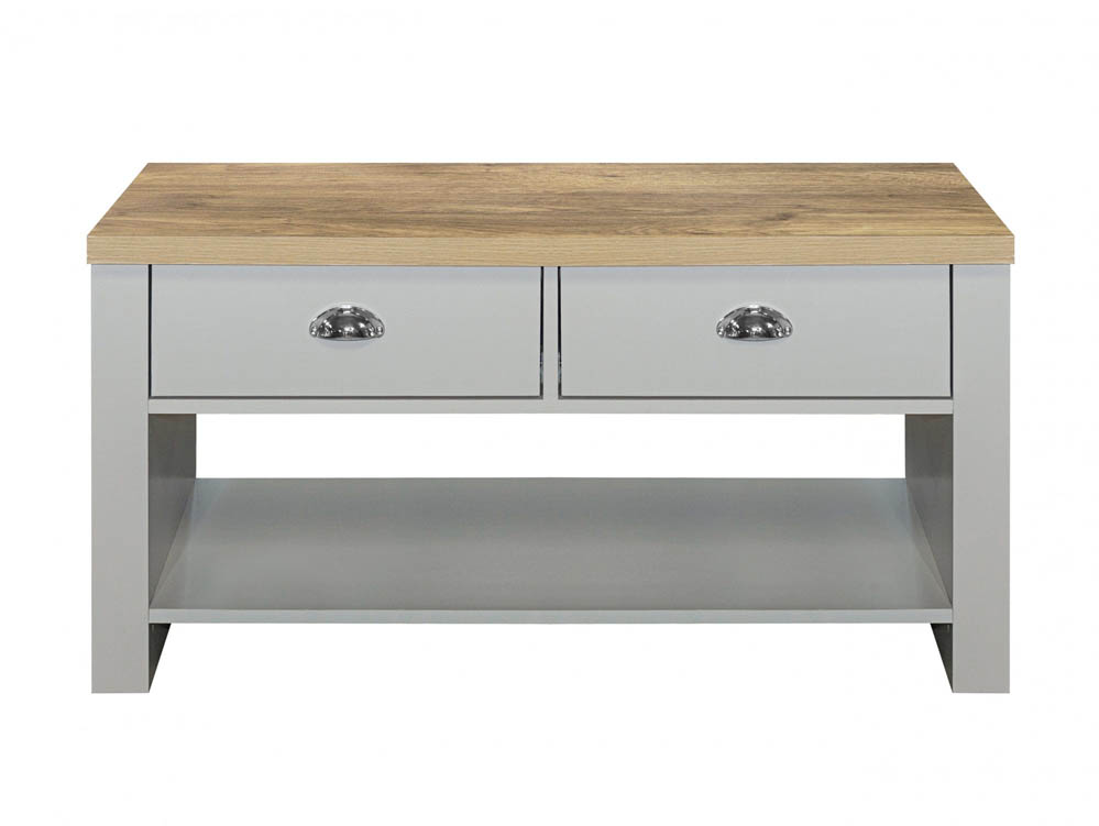 Birlea Birlea Highgate Grey and Oak Effect 2 Drawer Coffee Table (Flat Packed)