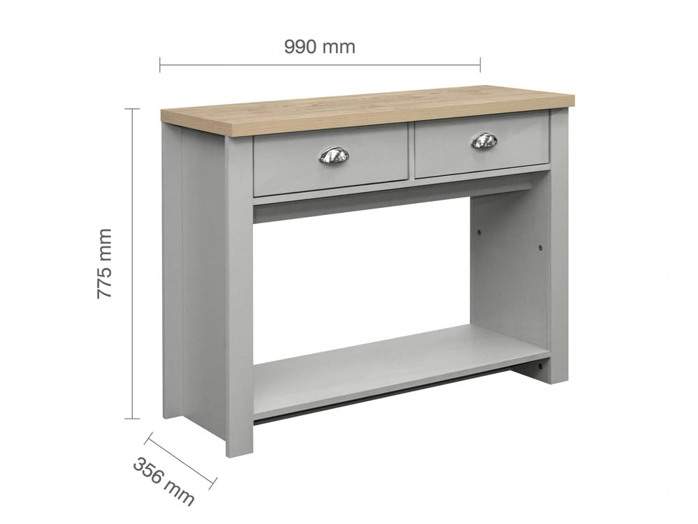 Birlea Birlea Highgate Grey and Oak Effect 2 Drawer Console Table (Flat Packed)