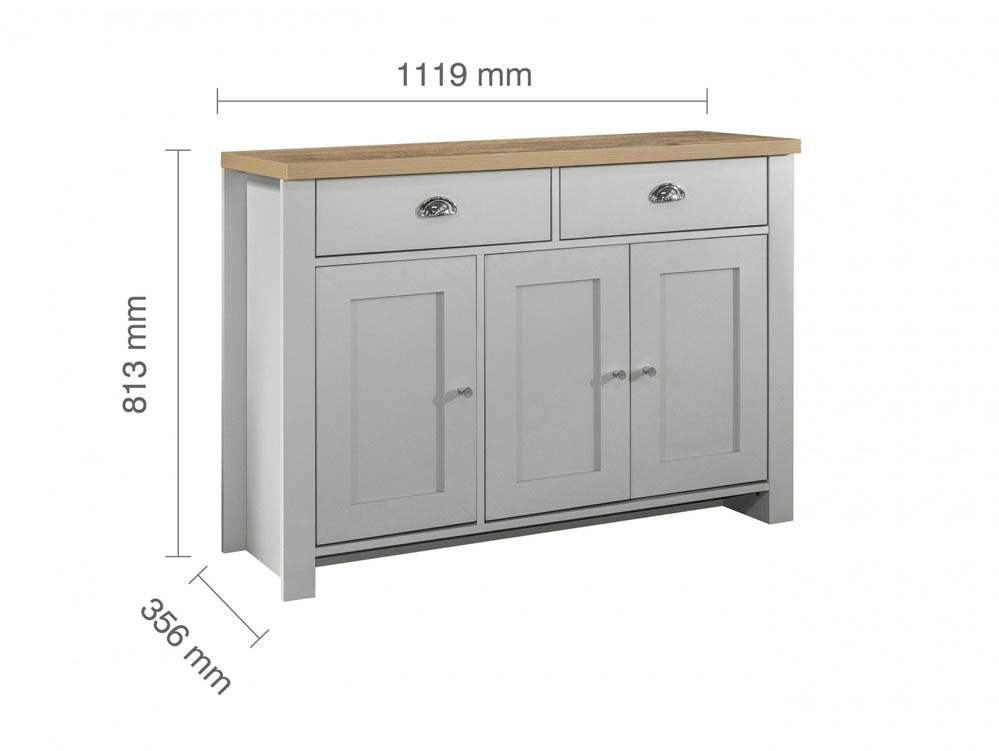 Birlea Birlea Highgate Grey and Oak Effect 3 Door 2 Drawer Sideboard (Flat Packed)