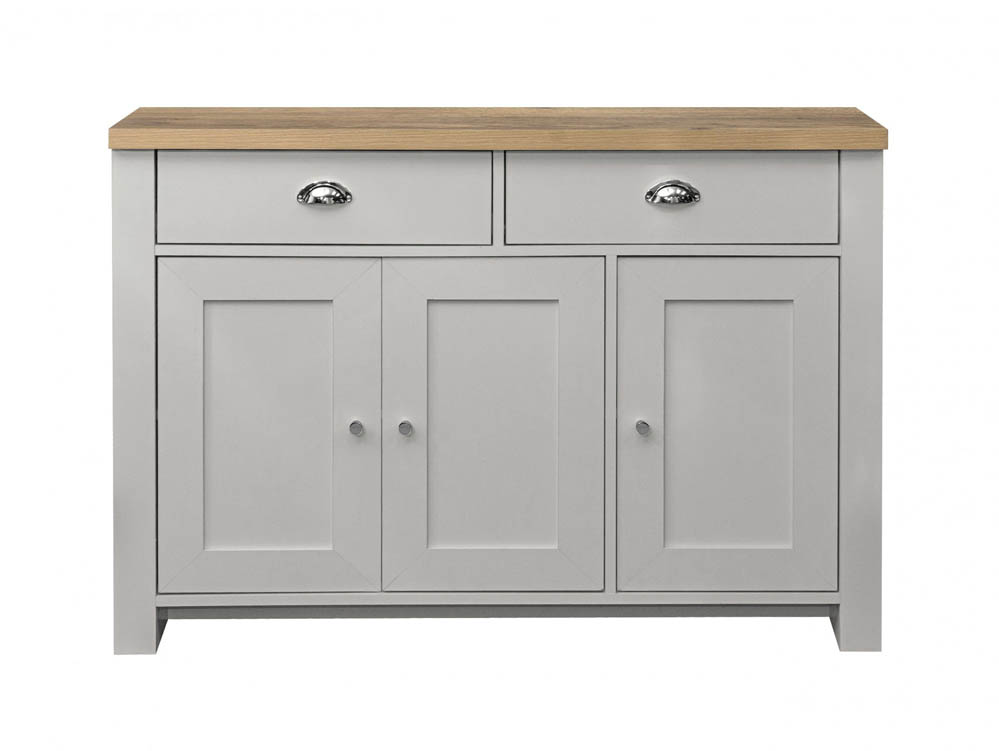 Birlea Birlea Highgate Grey and Oak Effect 3 Door 2 Drawer Sideboard (Flat Packed)