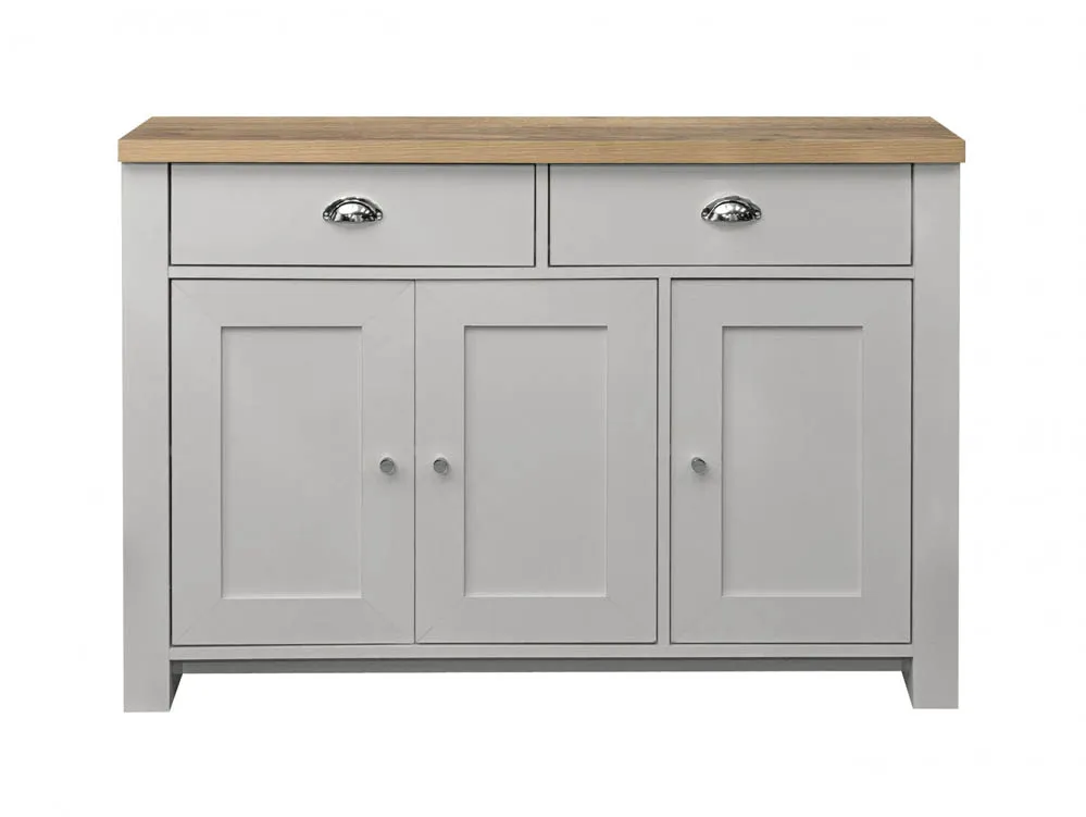 Birlea Birlea Highgate Grey and Oak Effect 3 Door 2 Drawer Sideboard