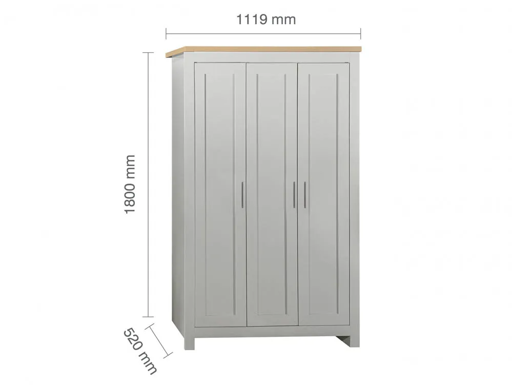 Birlea Birlea Highgate Grey and Oak Effect 3 Door Wardrobe