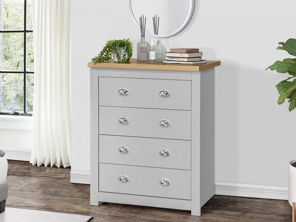 Birlea Birlea Highgate Grey and Oak Effect 4 Drawer Chest