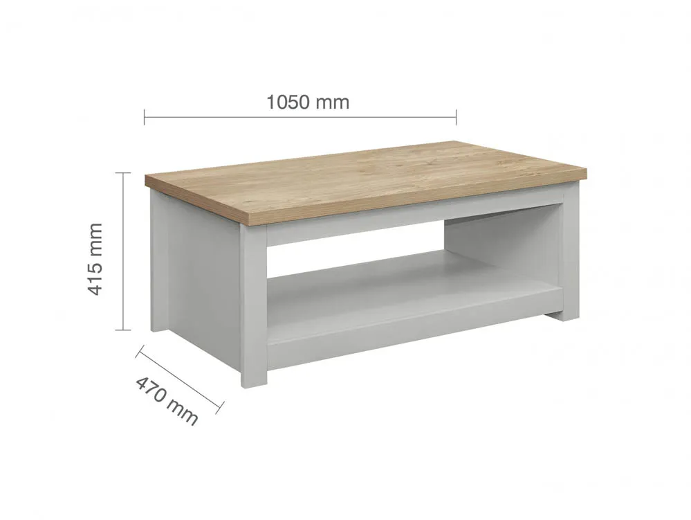 Birlea Birlea Highgate Grey and Oak Effect Coffee Table