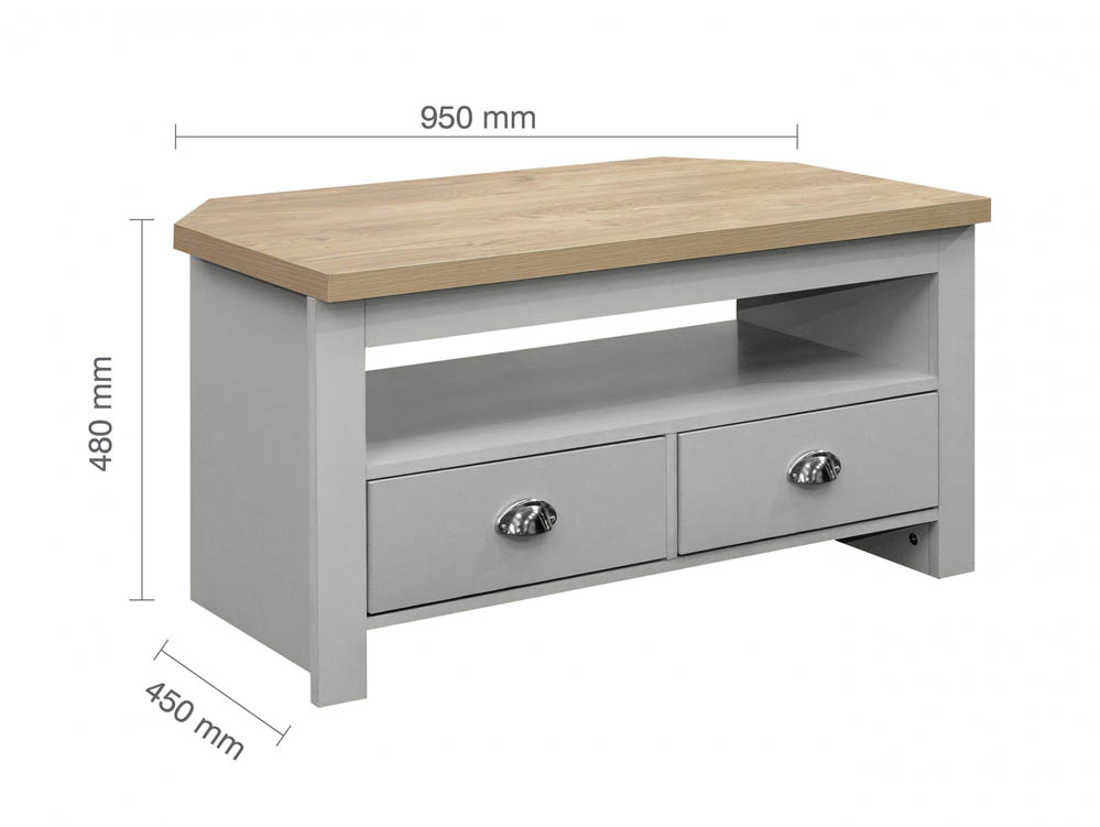 Birlea Birlea Highgate Grey and Oak Effect Corner TV Unit (Flat Packed)