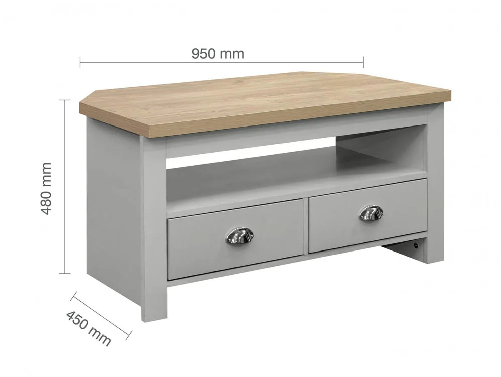 Birlea Birlea Highgate Grey and Oak Effect Corner TV Unit