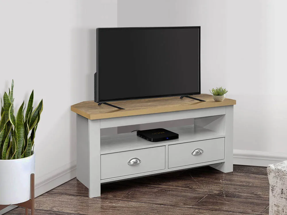 Birlea Furniture & Beds Birlea Highgate Grey and Oak Effect Corner TV Unit