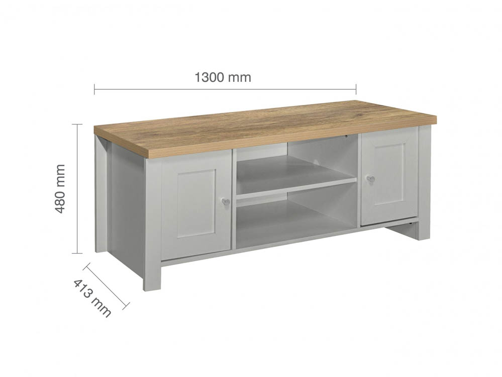 Birlea Birlea Highgate Grey and Oak Effect Large TV Unit (Flat Packed)