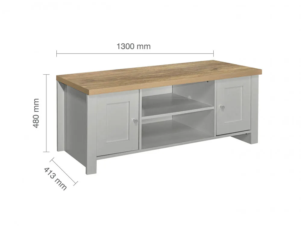 Birlea Birlea Highgate Grey and Oak Effect Large TV Unit