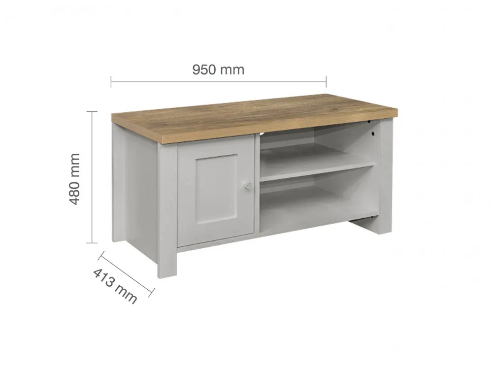 Birlea Birlea Highgate Grey and Oak Effect Small TV Unit