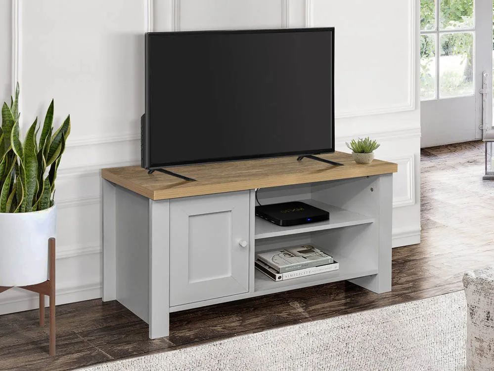 Birlea Furniture & Beds Birlea Highgate Grey and Oak Effect Small TV Unit