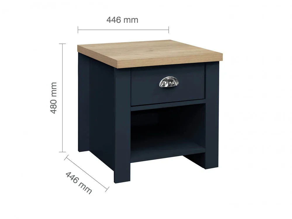 Birlea Furniture & Beds Birlea Highgate Navy and Oak Effect 1 Drawer Lamp Table